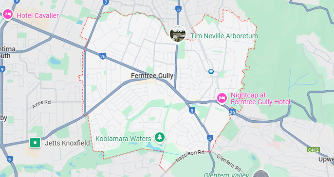 Ferntree Gully map area